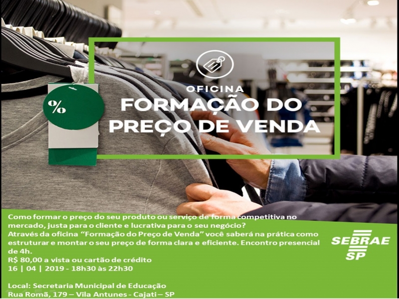 Notícia: Oficina: Formação de Preço de Venda